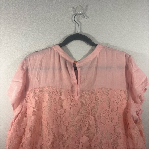 Suzanne Betro Blush Textured Tunic Plus Size 1X Floral Blouse Sheer Feminine - Picture 6 of 15